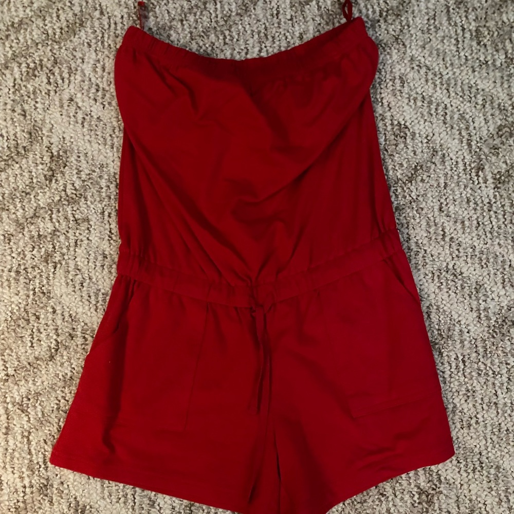 Black House White Market Red strapless Romper